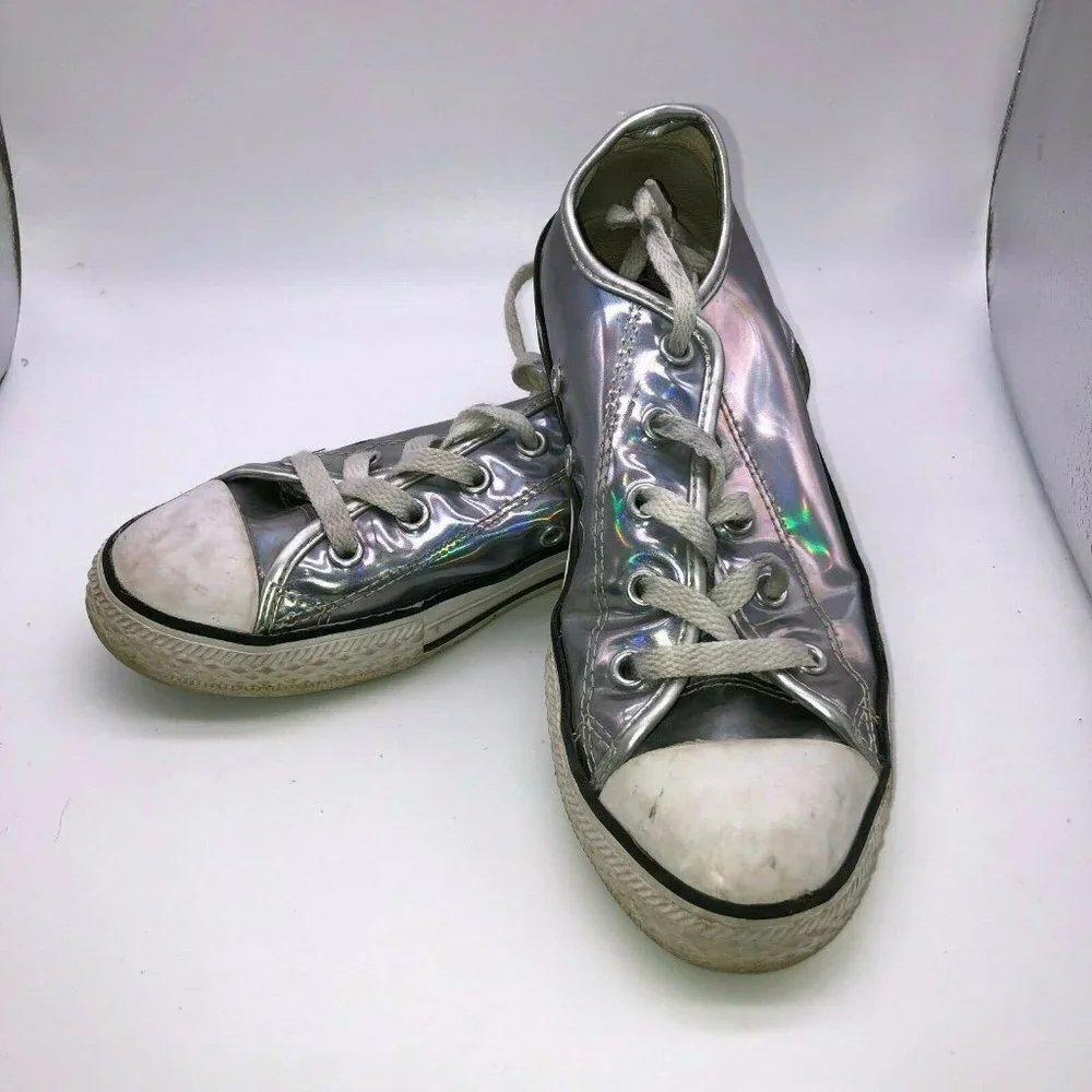 Converse All Star Childrens Shiny Metallic Shoes Size 2